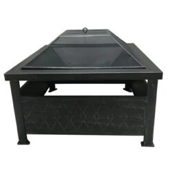 Living Accents 34 In. W Steel Square Wood Fire Pit