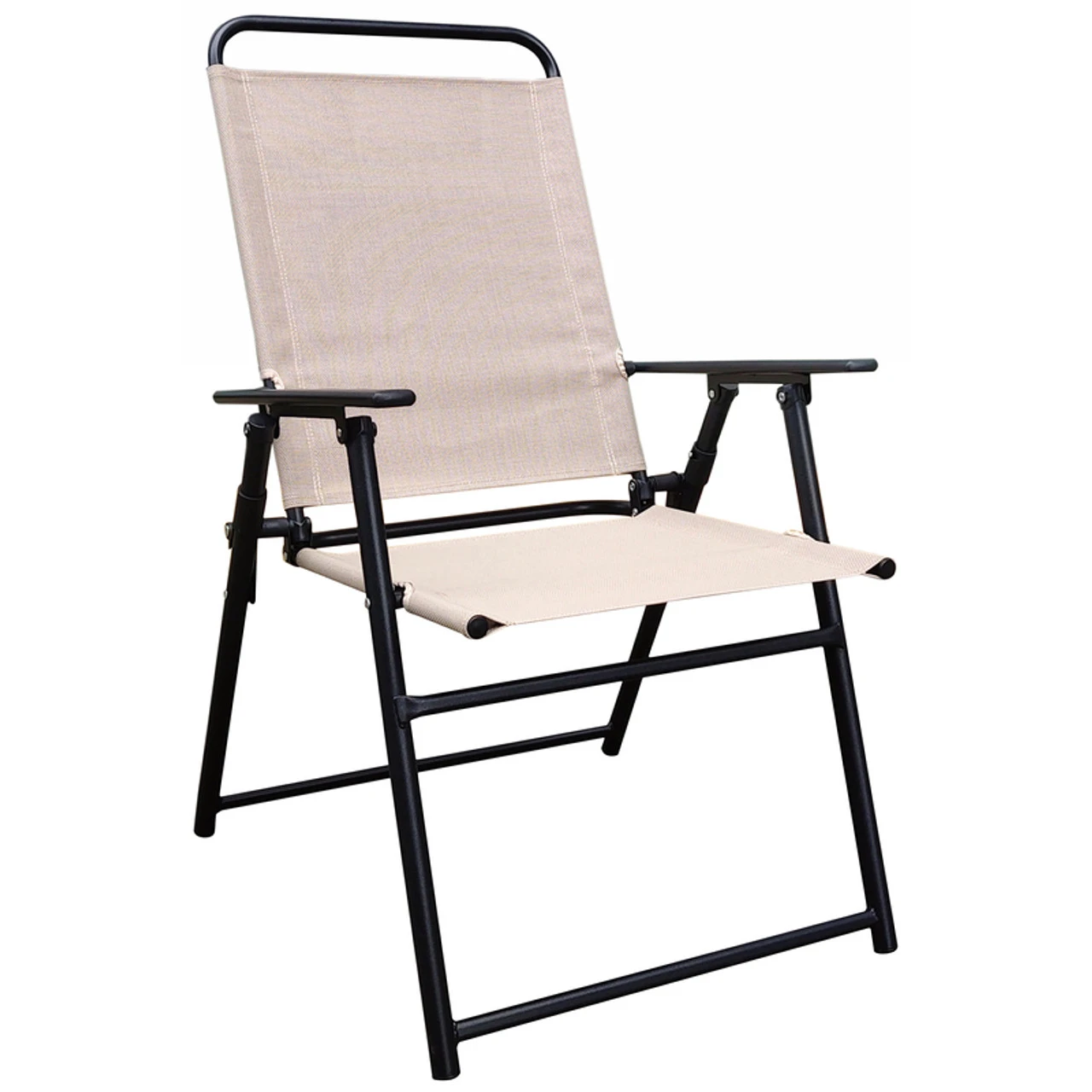 Living Accents Black Steel Frame Sling Chair Tan 1 Living Accents Black Steel Frame Sling Chair Tan