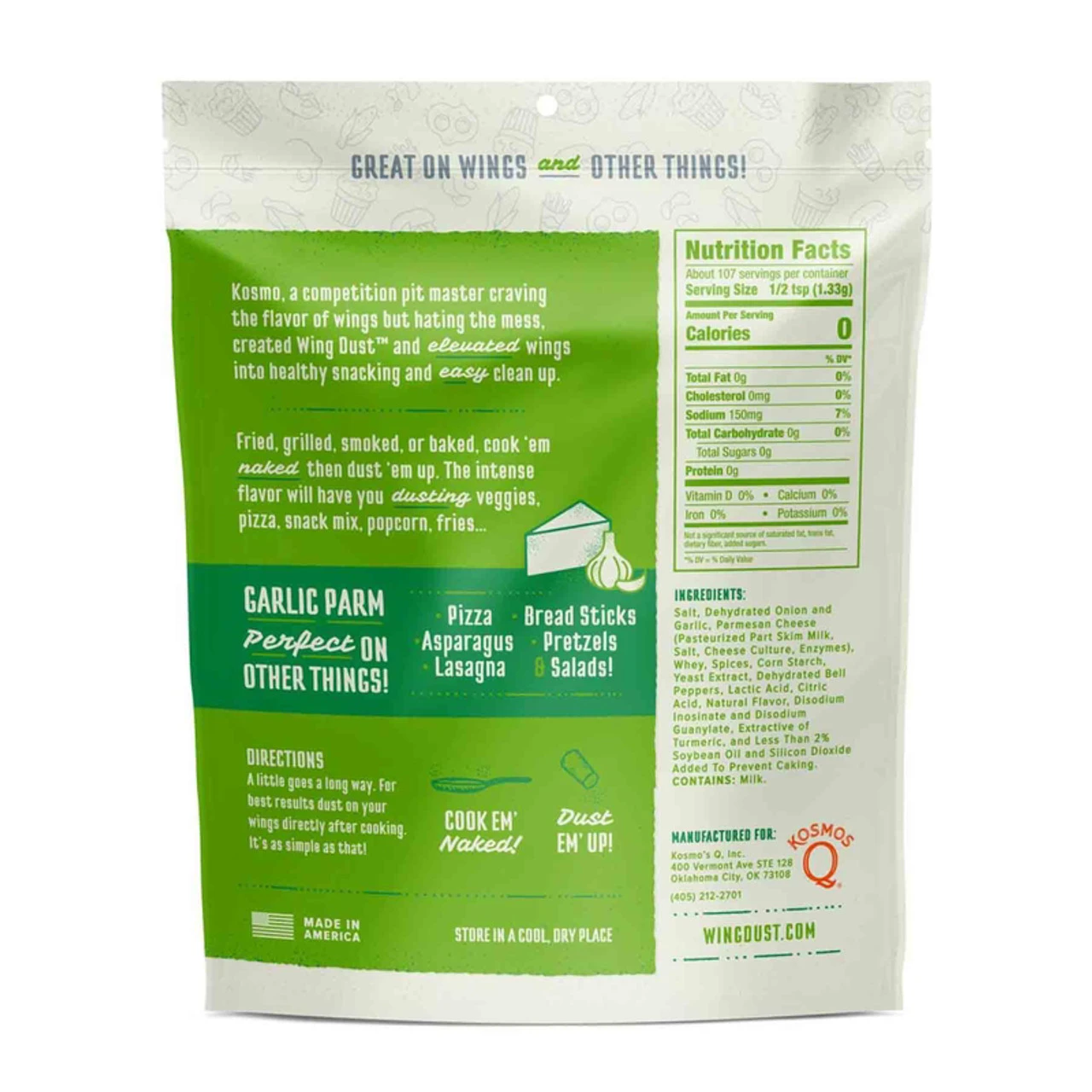 Kosmos Q Wing Dust Garlic Parm Wing Seasoning 5 Oz 2 Kosmos Q Wing Dust Garlic Parm Wing Seasoning 5 Oz - Image 2