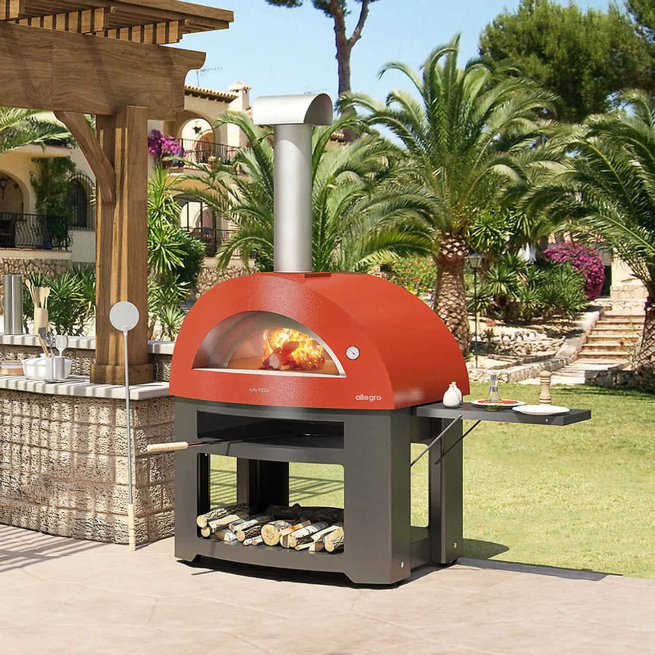 Alfa Outdoor Pizza Oven Allegro With Base Red 2 Alfa Outdoor Pizza Oven Allegro With Base Red - Image 2