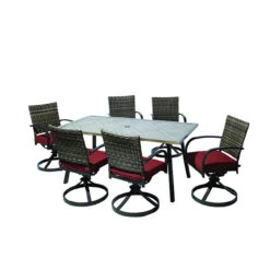 Valencia 7 Pc Swivel Dining Set