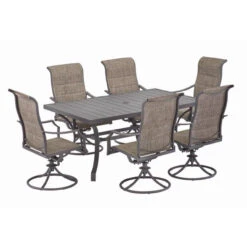 Ainsley 7 Pc Brown Swivel And Sling Dining Set