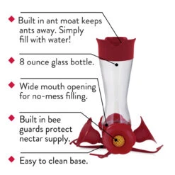 Perky-Pet Hummingbird 8 Oz Glass/Plastic Nectar Feeder 4 Ports -Napoleon Kitchen Store 88880 A V7.eps High 08293.1643227913