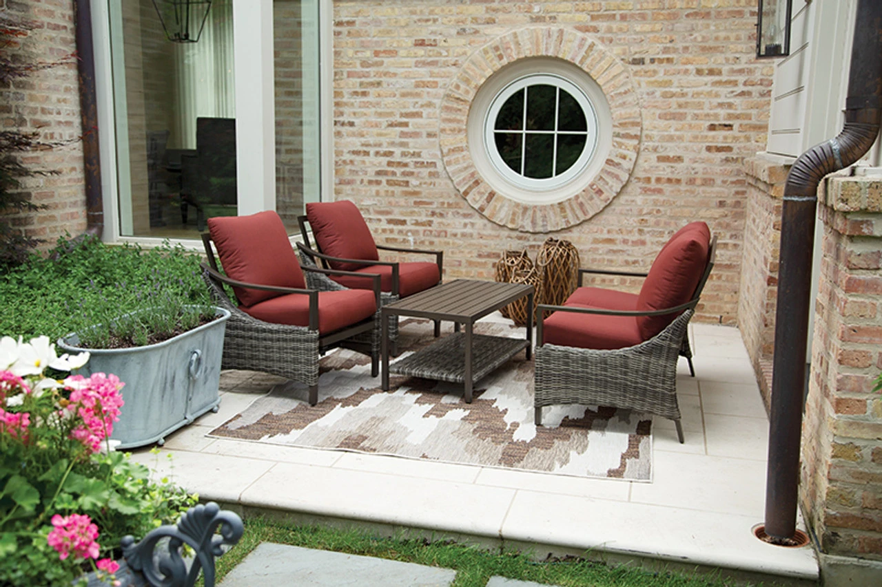 Living Accents Valencia 4 Pc Brown Aluminum Deep Seating Set Red 2 Living Accents Valencia 4 Pc Brown Aluminum Deep Seating Set Red - Image 2