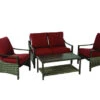 Living Accents Valencia 4 Pc Brown Aluminum Deep Seating Set Red