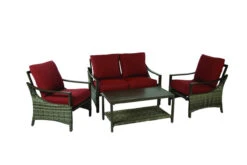 Living Accents Valencia 4 Pc Brown Aluminum Deep Seating Set Red