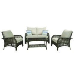 Living Accents Willow 4 Pc Gray Steel Deep Seating Set Beige